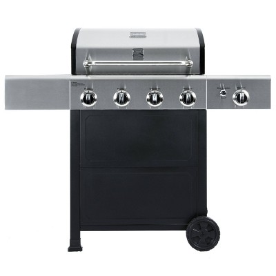 Kenmore PG-40406S0L 4 Burner Open Cart Grill with Side Burner - Stainless Steel and Black