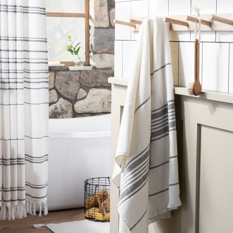 Multistripe Bath Towels Cream/Gray - Hearth & Hand™ with Magnolia, 3 of 12