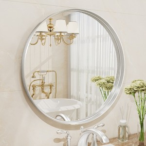 Apmir Round High Quality Aluminum Alloy Framed French Cleat Mounted Wall Decor Bathroom Vanity Mirror in matte black with 5-Year Warranty - 1 of 4