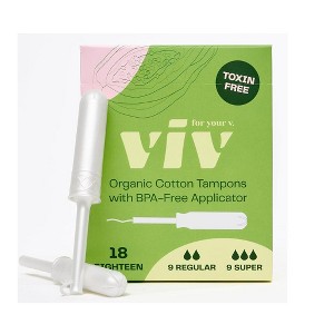 Viv Organic Cotton Tampons Super, 18 Ct - 1 of 4
