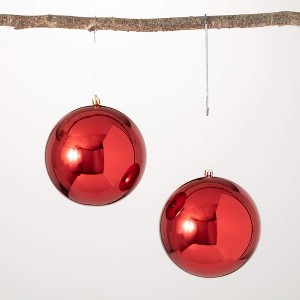 6"H Sullivans Shatterproof Ball Ornaments - Set of 2  Red Christmas Ornaments - 1 of 3