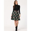 INSPIRE CHIC Women's Christmas Plaids Vintage Tartan Elastic Waist Knee Length A-Line Skirt - 2 of 4