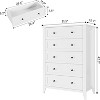 Dresser for Bedroom, Tall 5 Drawer Dresser with Deep Drawers & Metal Knobs, Modern Wooden Chests of Drawers for Entryway, Hallway - 2 of 4