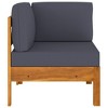 vidaXL Corner Facing L-Shaped Outdoor Corner Sofa, Solid Acacia Wood in Teak Look, Dark Gray, 24.8" x 24.8" x 23.6" - 3 of 4