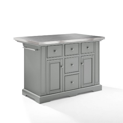 Julia Stainless Steel Top Kitchen Island Gray - Crosley