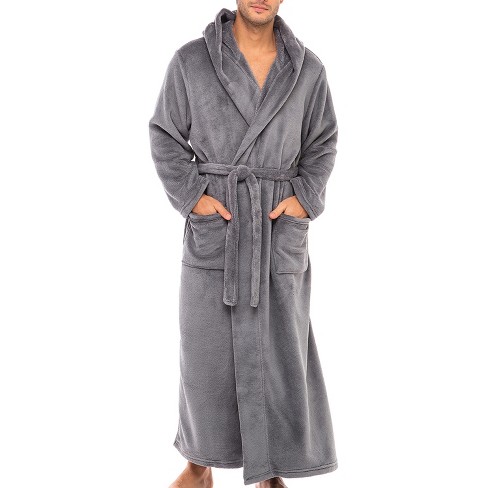 Men's Plush Fleece Long Sleeve Hooded Bathrobe ,warm And Cozy