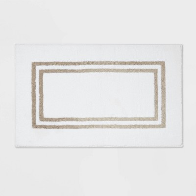 21"x34" Border Bath Rug Tan Stripe - Threshold Signature™