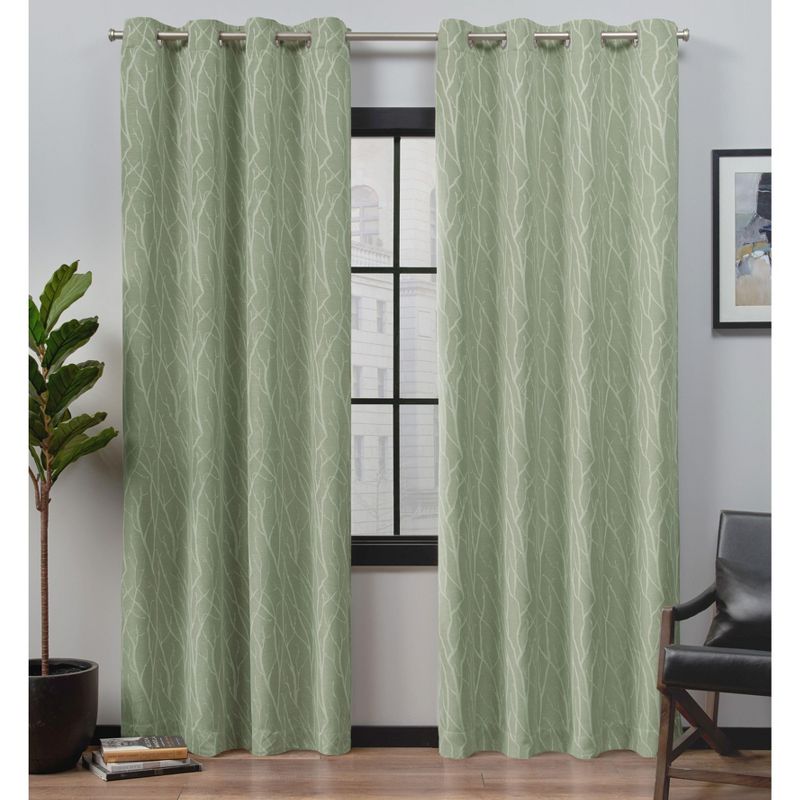 Exclusive Home Forest Hill Woven Room Darkening Blackout Grommet Top Curtain Panel Pair, 1 of 5