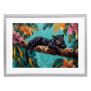 Stupell Industries Lazy Day Black Leopard Framed Print Under Glass Art - 1 of 4