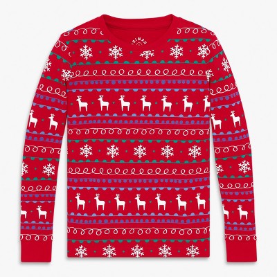 Primary Kids Organic Long Sleeve Pj Top In Holiday Animal Friends
