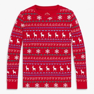Primary Kids Organic Long Sleeve Pj Top In Holiday Animal Friends - 1 of 4