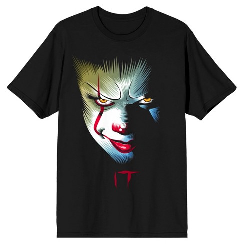 It 2017 Pennywise Clown Face Men's Black Graphic Tee-Small