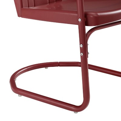 Tulip Retro Red Metal Outdoor Armchair Set