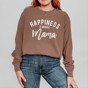 Simply Sage Market Happiness is Being a Mama Garment Dyed Long Sleeve - XL - Espresso - 1 of 4