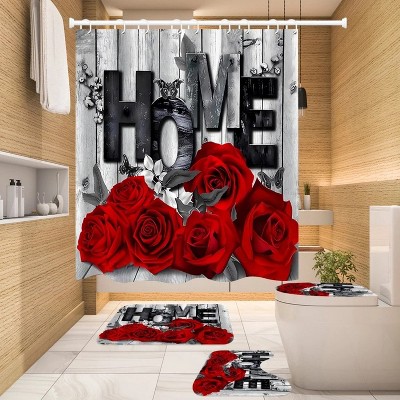 LunaLulinlk 4 Pcs Bathroom Shower Curtain Set