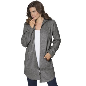 Roaman's Women's Plus Size Fleece Zip Hoodie Sweatshirt - 1 of 4