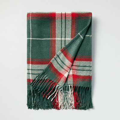 Holiday Plaid Woven Throw Blanket Green/Red/Cream - Hearth & Hand™ with Magnolia