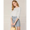 Allegra K Women's Vintage 3/4 Sleeve Boat Neck Ruffled Dots Print Blouse - 2 of 4