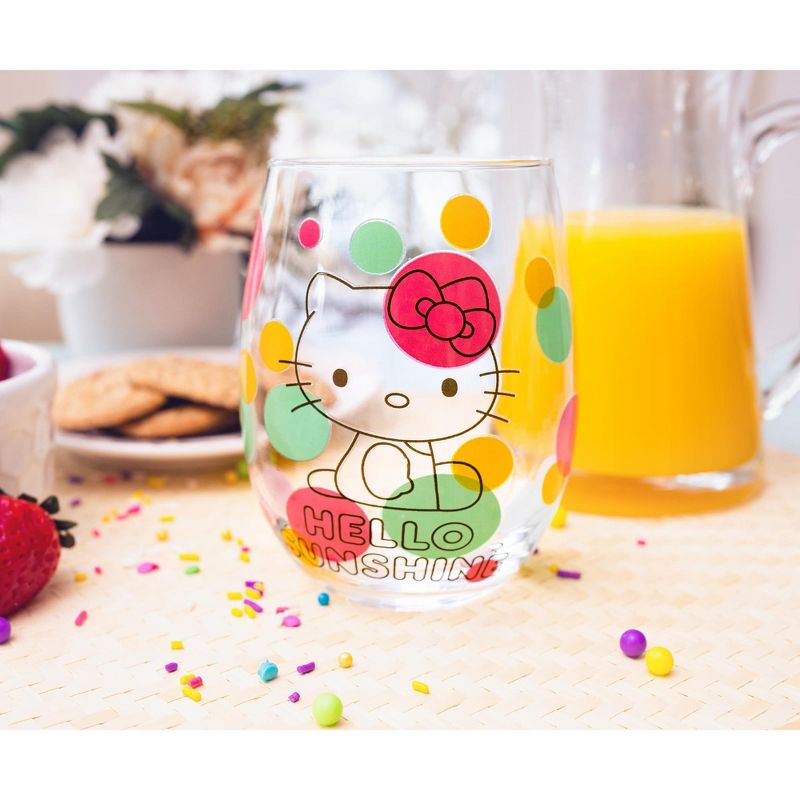 Silver Buffalo Sanrio Hello Kitty Loves Ice Cream Teardrop Stemless Wine Glass | Holds 20 Ounce, 3 of 7