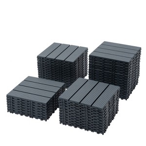 DSVIMOY 12" Patio Deck Tiles, 44pcs DIY Module Interlocking Decking Tiles, Floor Tile for Porch Poolside, Balcony, Grey, 12"*12"*0.8" - 1 of 4