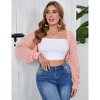 Womens Plus Size Crochet Bolero Shrug Sweaters Cropped Lightweight Cardigan Long Sleeve Mesh Knit Crop Tops - 2 of 4