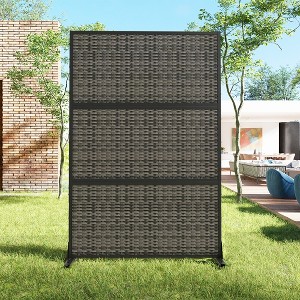 72" H×47"W Dovelina Black Outdoor Rattan Privacy Screen Decorative Garden Fence - 1 of 4