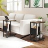 Tangkula 2-tier Side Table C-shaped Bedside Table with Storage Pocket Lockable Casters - 2 of 4