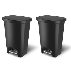 Glad Trash Can w/ Lid, Stainless Pedal, Garbage Bag Rings, 20 Gal, Black, 2 Pack - 1 of 1