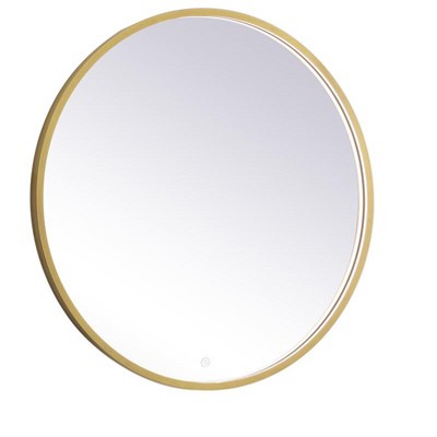 Elegant Brass Round LED Mirror with Aluminum Frame