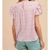 Women's Ditsy Flower Printed Pleats Blouse - AnnieWear - 3 of 3