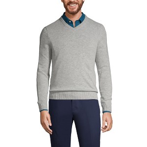 Lands' End Men's Fine Gauge Cashmere V-neck Sweater - 1 of 4