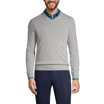 Lands' End Men's Fine Gauge Cashmere V-neck Sweater