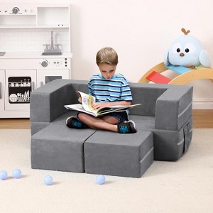 Acekool 3PC Modular Kids Sofa, Convertible Toddler Couch Play Set, Soft Foam Kids Couch Bed for Reading, Playtime & Creative Spaces - 1 of 4