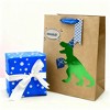 Bows And Sparkles Medium 'Hooray' Foil Print Dinosaur Birthday Gift Bag with Tag Kraft Natural - 2 of 3