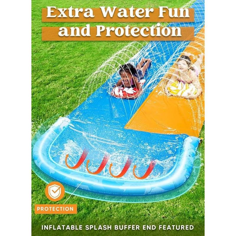 Syncfun 22.5ft Extra Large Lawn Water Slides (Double/Triple Lane), Summer Slip Waterslides Water Toy with Build in Sprinkler for Outdoor Water Fun for Kids, 5 of 13
