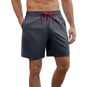 Men's Swim Trunks Quick Dry Swim Shorts with 4 Pockets for Men Dark Gray S - 1 of 4
