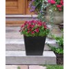 Tierra Verde 2pc Sonata Square Indoor Outdoor Self-Watering Planter Pots Black 12.75"x13.75" - 3 of 4