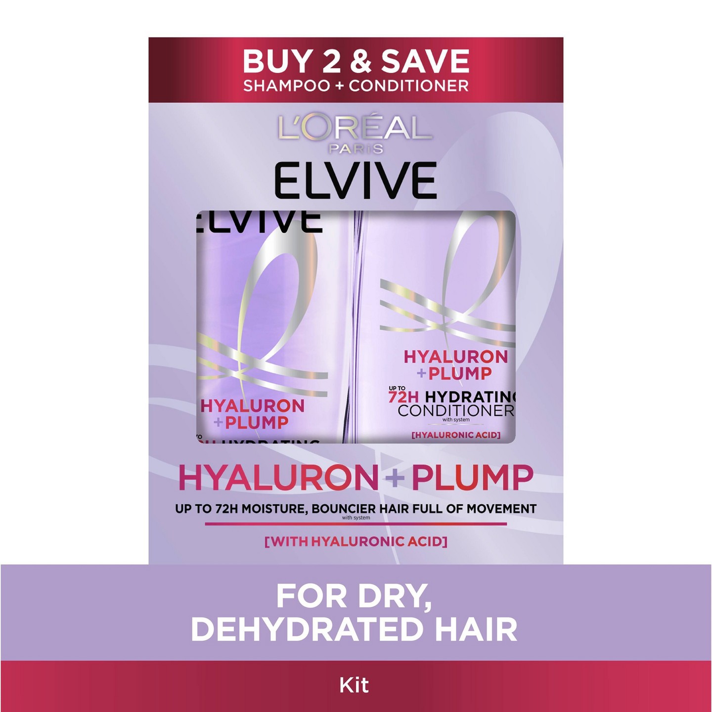 Набор L'Oreal Paris Elvive Hyaluron Plump: шампунь и кондиционер, 25.2 fl oz — фото 2