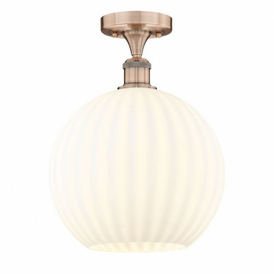 White Venetian - 1 Light Semi-Flush Mount In Modern Style-13.63 Inches Tall and 12 Inches Wide