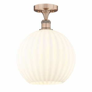 White Venetian - 1 Light Semi-Flush Mount In Modern Style-13.63 Inches Tall and 12 Inches Wide - 1 of 1