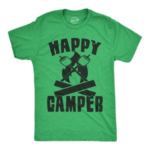 Mens Happy Camper Shirt Funny Camping Cool Hiking Graphic Vintage Tee 80s Saying - Crazy Dog Men's T Shirt - 1 of 4