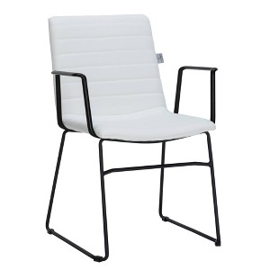 LeisureMod Ergonomic Office Chair Upholstered in Leather/Polyester with Powder-Coated Stainless Steel Frame Padded Seat and Back Zylar Collection - 1 of 4