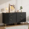 Acekool Fluted Wood 3 Drawer Dresser, 28" Wide Modern Chest, Bedroom Storage Organizer with Gold Handle for Living Room Entryway Hallway - 4 of 4