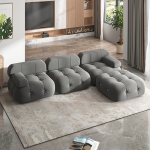 Mjkone L Shaped Velvet Sectional Sofa With Reversible Chaise,free Combination Ottoman, 4 Seater Modular Sectional Sofa - 1 of 4
