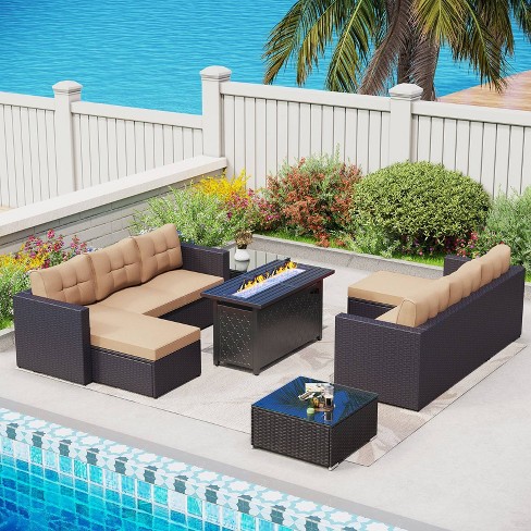 7pc Outdoor Rattan Wicker Furniture Set - Captiva Designs