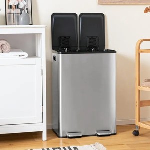 Racxily Stainless Steel Trash Can with Lock Device, Waste Basket, Garbage Can for home, Kitchen, Silver - 1 of 4
