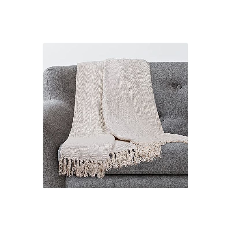 Americanflat 100% Cotton Throw Blanket - 50x60 - All Seasons Lightweight Cozy Soft Blankets & Throws for Bed and Sofa - 100% Cotton with Fringe - Available in a variety of Colors, 4 of 6
