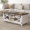 Garvee Farmhouse Coffee Table 48'' Center Table Industrial Cocktail Table with Sliding Barn Doors Rectangular Living Room Table Rustic Coffee Table - 4 of 4