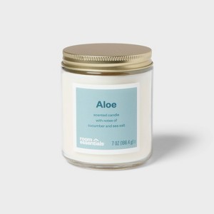 7oz Glass Jar Candle with Lid Aloe - Room Essentials™ - 1 of 3