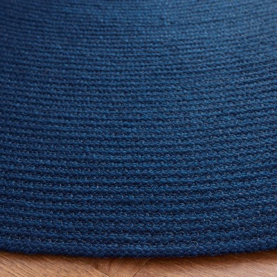 Easy-Care Coastal Charm 5' Round Blue Synthetic Braided Rug